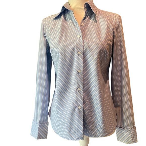 Apostrophe Stretch Ladies Pinstriped Dress shirt size 4 Office Professional Work - Picture 1 of 4